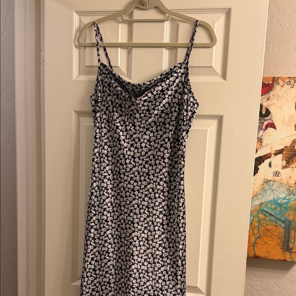 Bebe Black and White Floral Satin Midi Slip Dress S - Picture 3 of 8